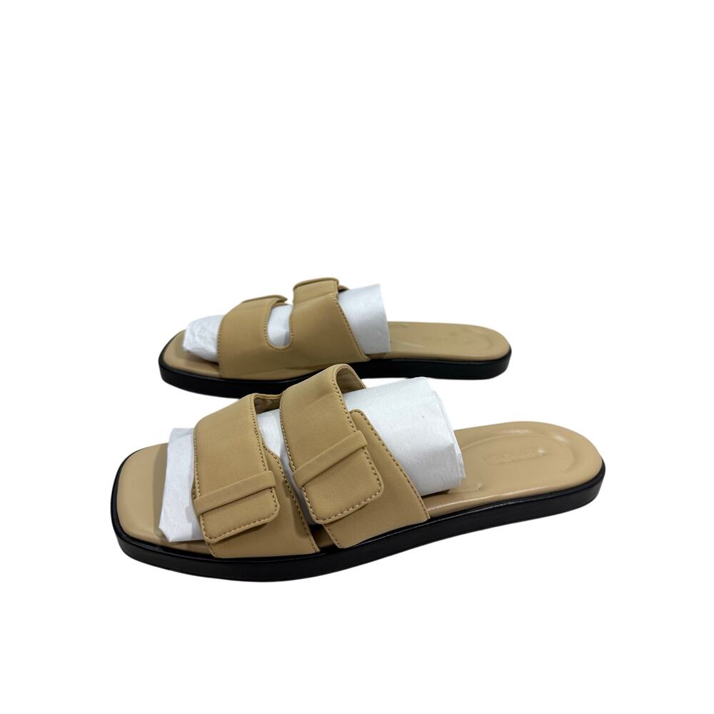 Vince Rhode Dual Strap Slide Sandals Farro Tan Fabric Women’s 11M